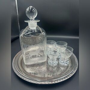 Moser Rowland Ward Big Game Decanter and Glasses (tray not included)